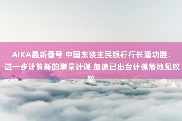 AIKA最新番号 中国东谈主民银行行长潘功胜： 进一步计算新的增量计谋 加速已出台计谋落地见效